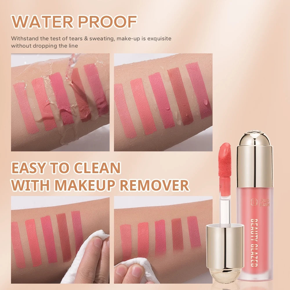 BEAUTY GLAZED Blush Velvet Matte Liquid Lasting Natural Cheek Tint Cream Makeup 5 Colors