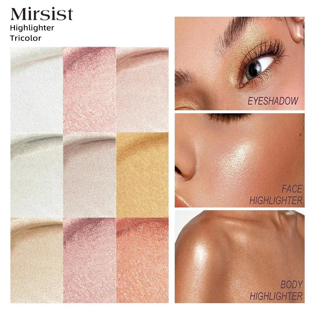 Waterproof Highlighter Makeup Palette Shimmer Contouring Powder Non Sticky Face Cosmetics Brightening Skin