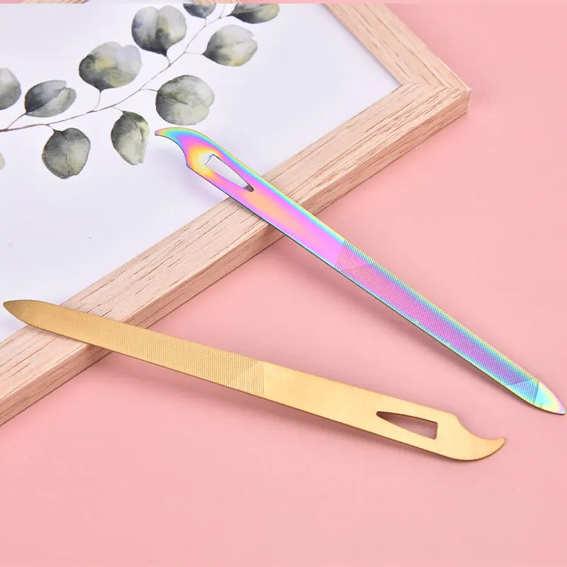 Stainless Steel  Double Sides Thick Nails Pedicure Metal Nail File Acrylic Manicure Tools Gel Rasp Nail Accessories