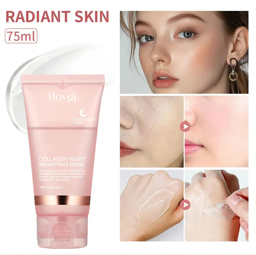Collagen Overnight Wrapping Peel Off Facial Mask Set Korean Collagen Night Wrapping Mask Deeply Hydrates Night Care Mask Cream