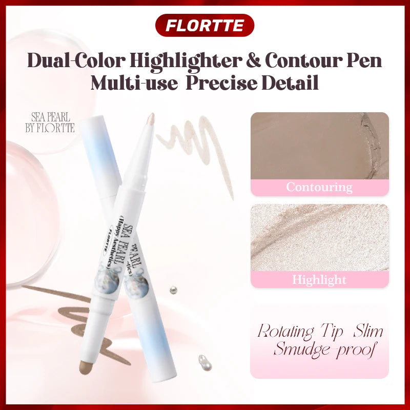 FLORTT2-in-1 Rotating Highlighter & Contour Stick, Portable Design, Face Shaping & Contouring Pen, Suitable for Makeup Beginners