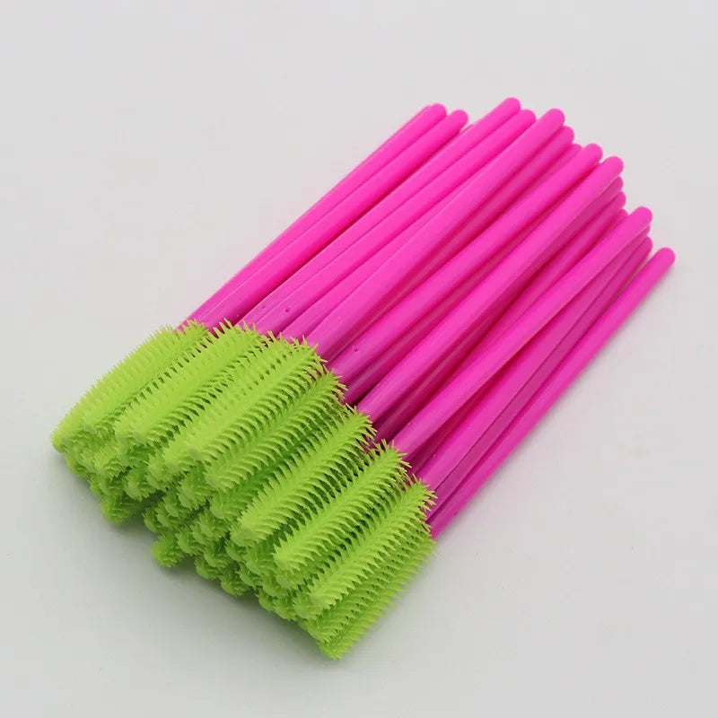 50pcs Silicone Eyelash Brush Mascara Wands Applicator Eyebrow Comb Rod Spoolies Brushes Lash Extension Supplies Makeup Tools