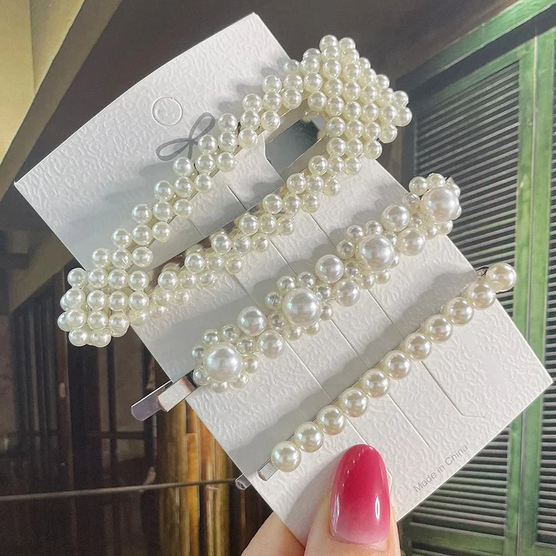 Simulated Pearl Hair Clips For Women Korean Women Hairpins Girl Geometric Hair Barrettes Fashion Hairgrip Hair Accessories