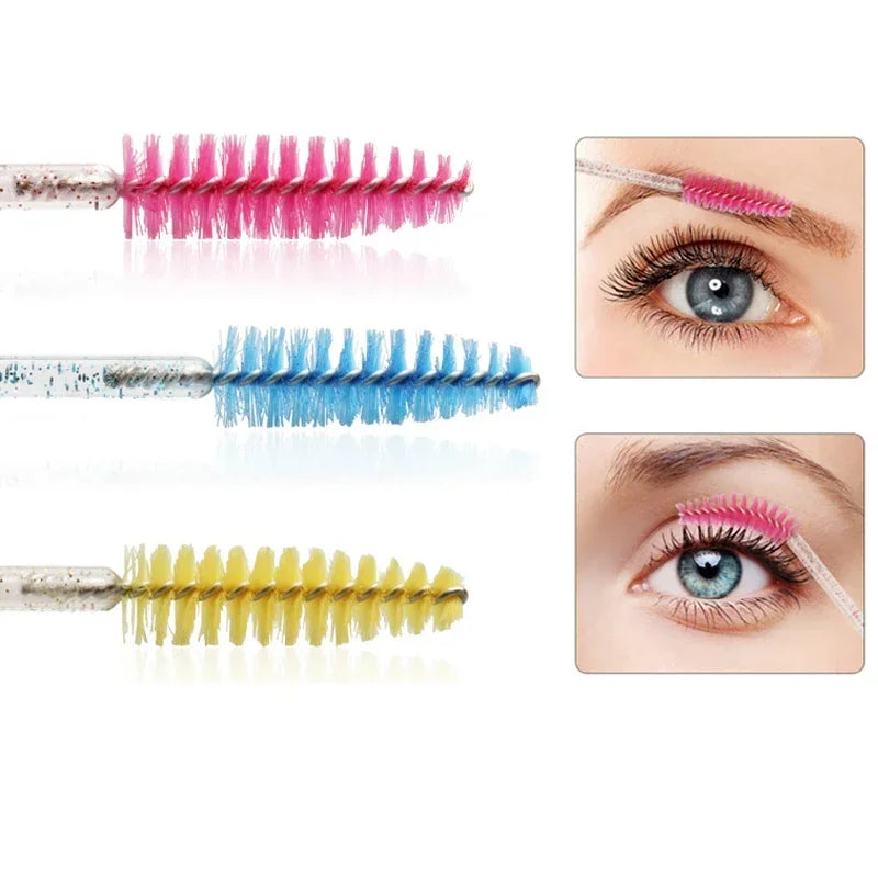 Wholesale 100PCS Mascara Spoolies Disposable Eyelash & Eyebrow Brushes for Salon, Extension & Makeup eyelash extension supplies