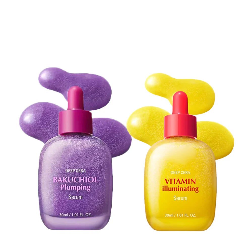 Vitamin whitening serum, niacinamide vitamin C serum, bakuchiol plumping serum, shrink pores, reduce wrinkles, and lift skin