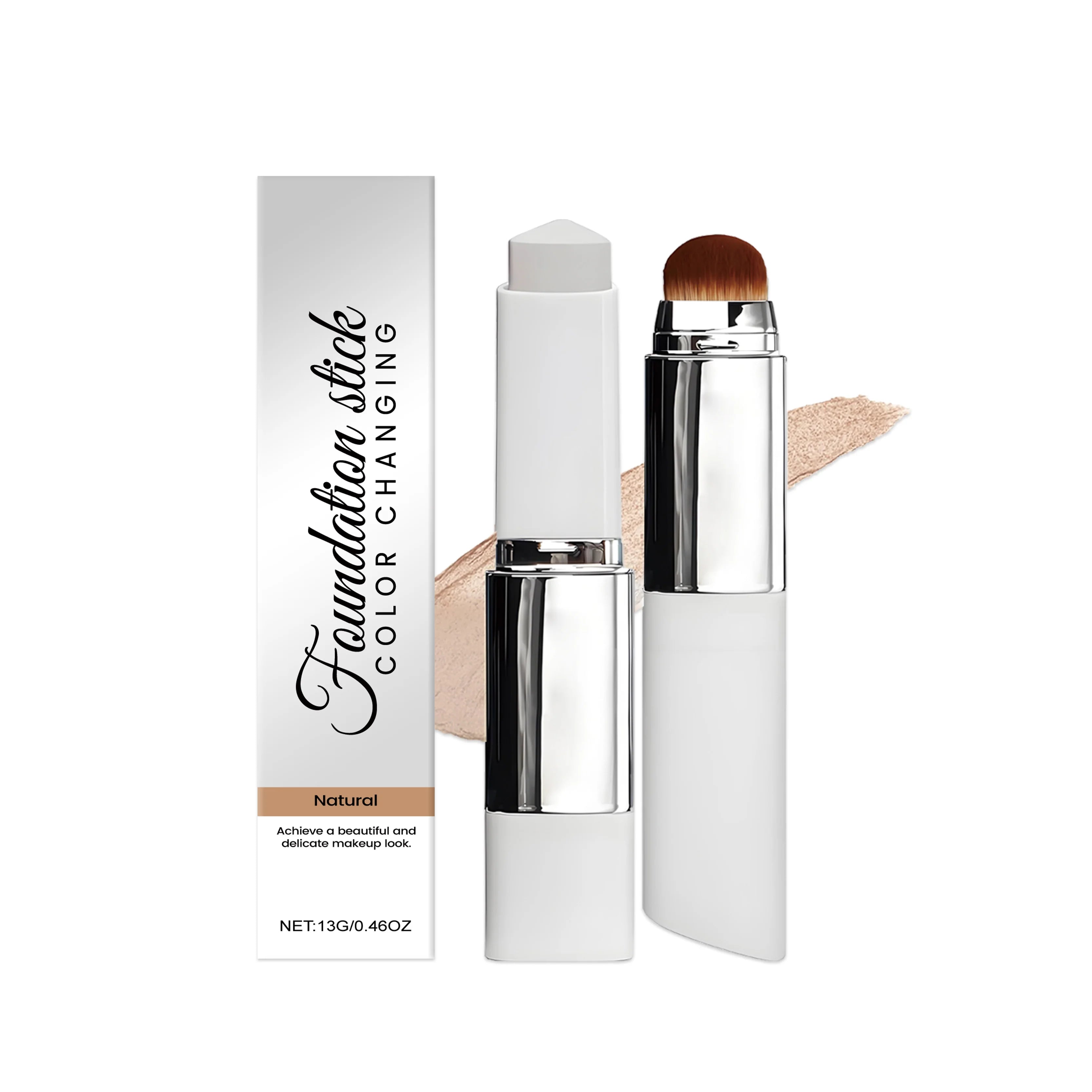 Foundation Make-Up Stick Double Head with Brush 3 Colors Lightweight Moisturizing Brighten Matte Concealer 2IN1 Foundation Stick