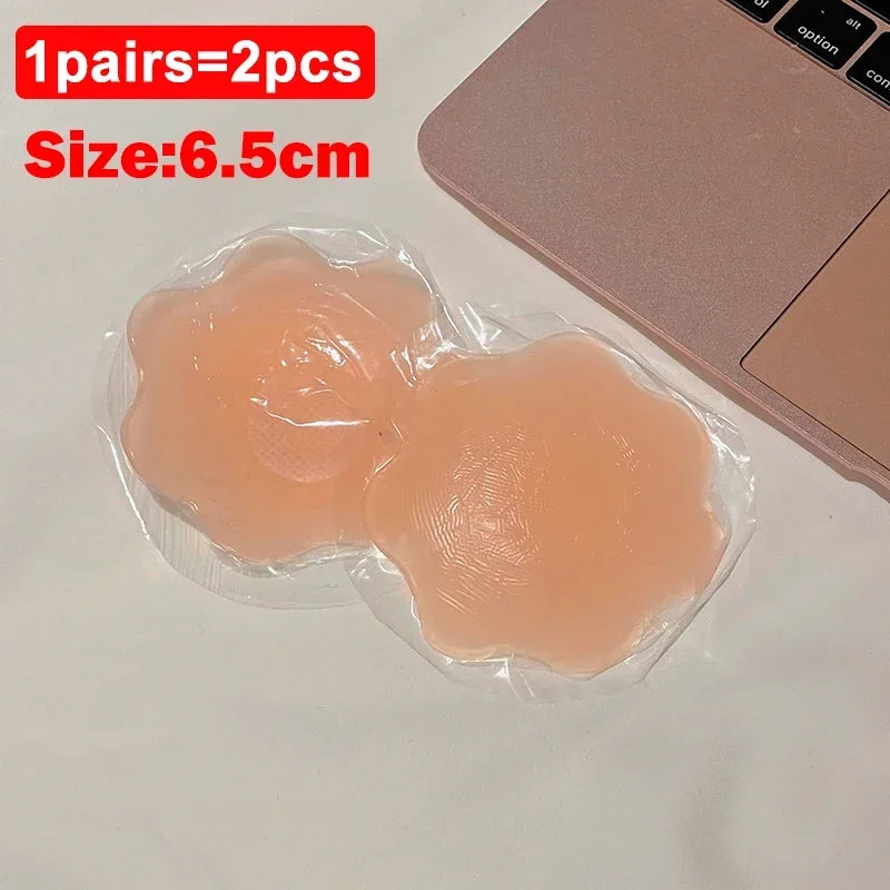 2PCS Silicone Nipple Cover Women Reusable Breast Lingerie Bra Sticker Female Invisible Petal Lift Up Adhesive Pads Chest Pasties