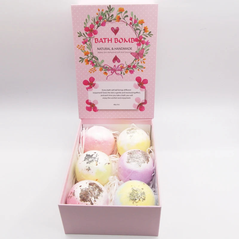 6pcs bath bomb gift box body care spa bathtub is an ideal gift for her/him, wife, girlfriend's birthday or Mother's Day