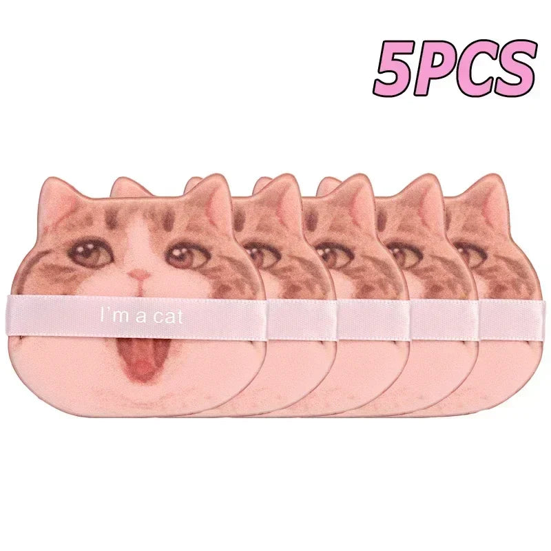 10PCS Cute Cat Makeup Puff Foundation Cosmetic Puff Smooth Powder Concealer Beauty Dry and Wet Dual-use Powder Puff Makeup Tool