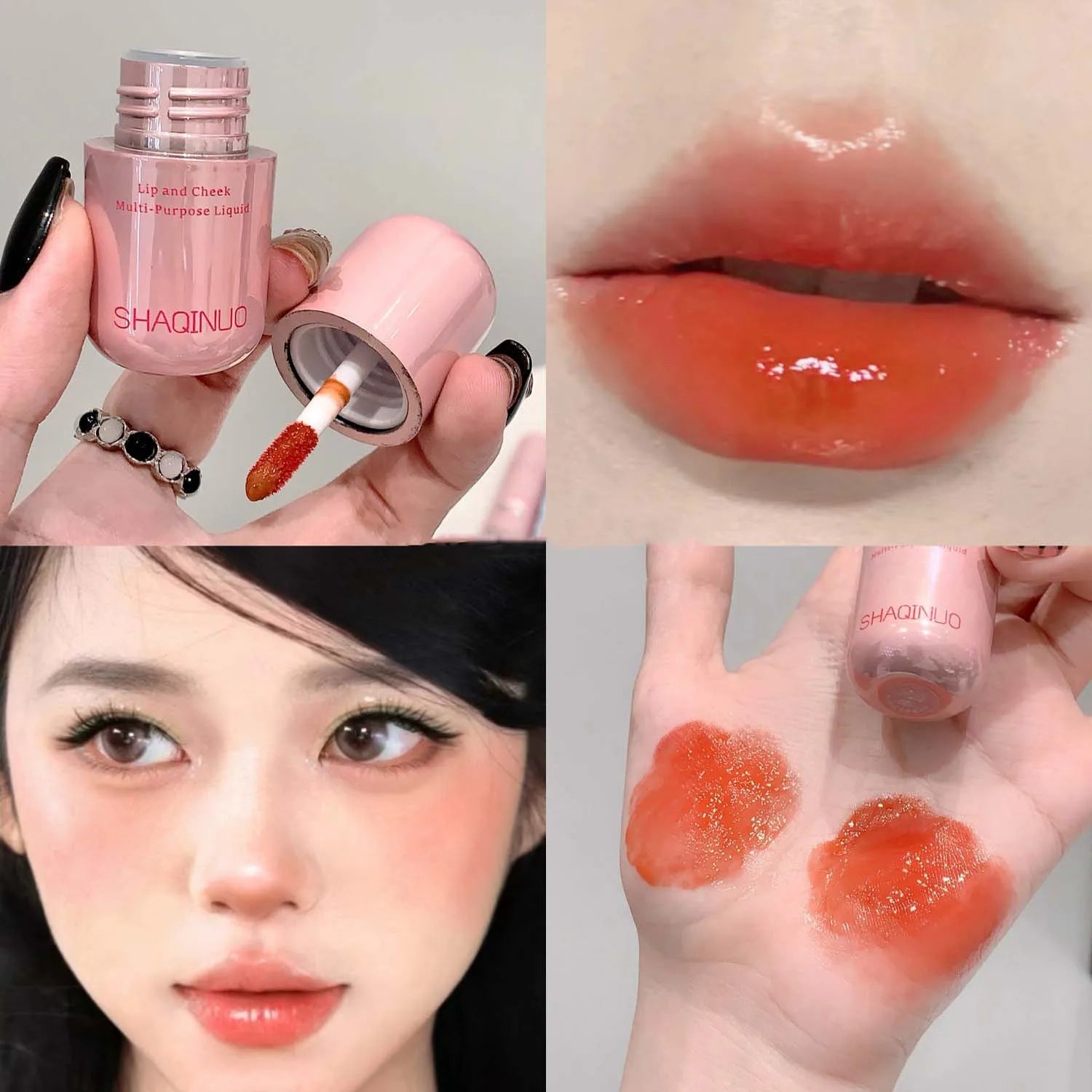 Lasting Waterproof Moisturizing Plump Lip Gloss Mirror Effect Lip Color Water Gloss Ice Clear Peach Pink Lip Glaze Korean Makeup