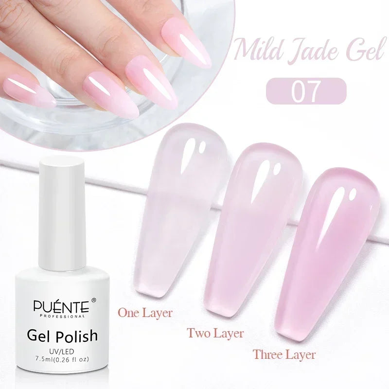 PUENTE 15ML Vitamin E Base Coat Gel Nail Polish For Soft Thin Breaking Nails Strengthen Soak Off UV Gel Varnish For Nail Care