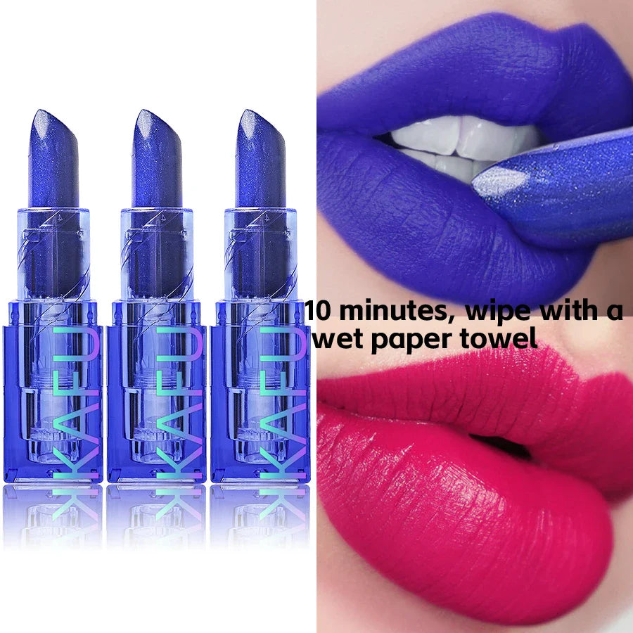 Blue Rose Lipstick – Temperature Color-Changing, Moisturizing Lip Tint Gloss, Shiny Lipstick for Female Makeup