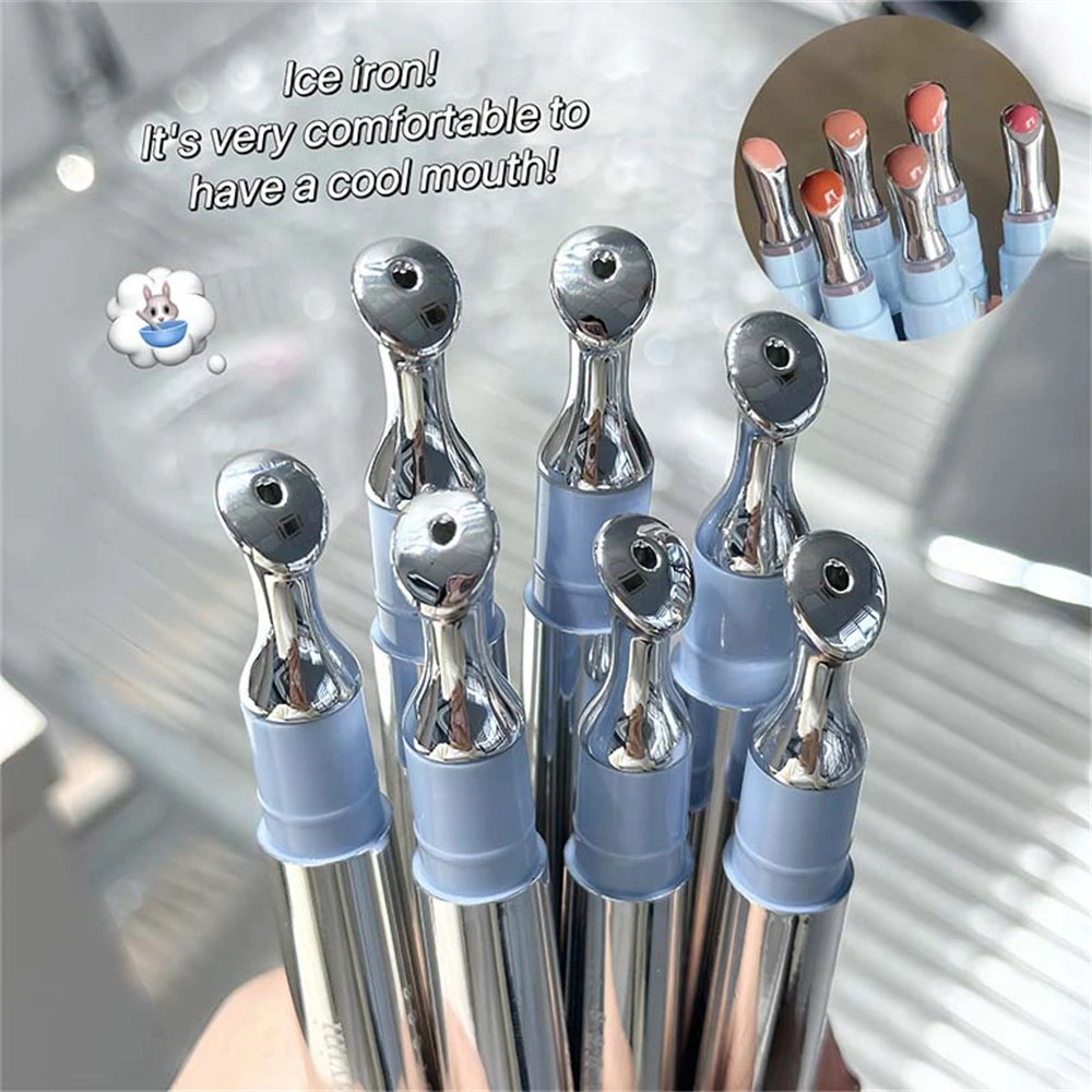 Metal Head Ice Diamond Essence Lip Tint Mirror Water Light Glass Lip Gloss Reduce Lip Wrinkles Moisturizer Lips Pluming Care