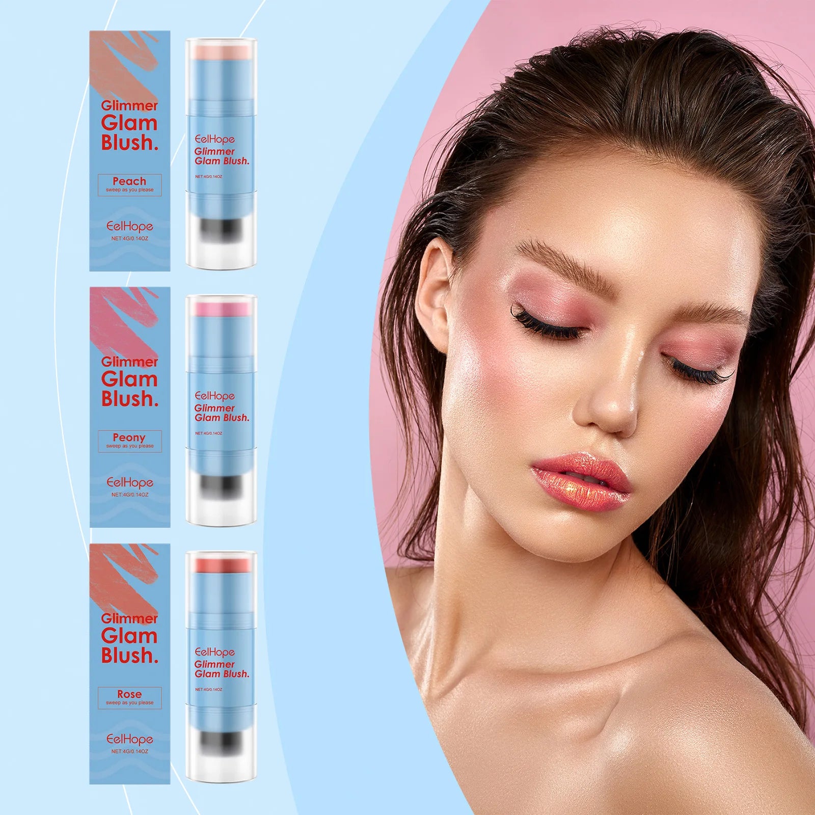 Blush Stick Double-Ended Natural Long Lasting Expansive Color Brightening Matte Makeup Monochrome Creamy Lips Cheek Rouge Makeup