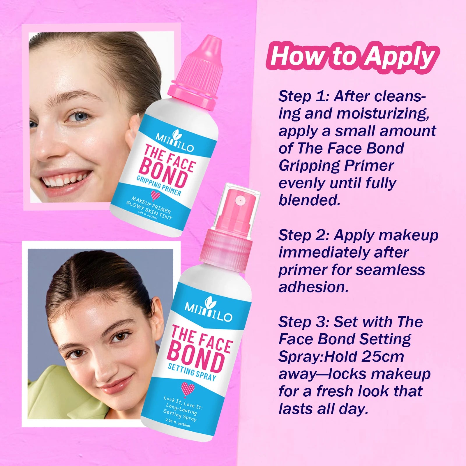 Long Lasting Primer Setting Spray Duo Non Greasy Deep Hydration Smudge Proof Makeup Base Holds Like Glue