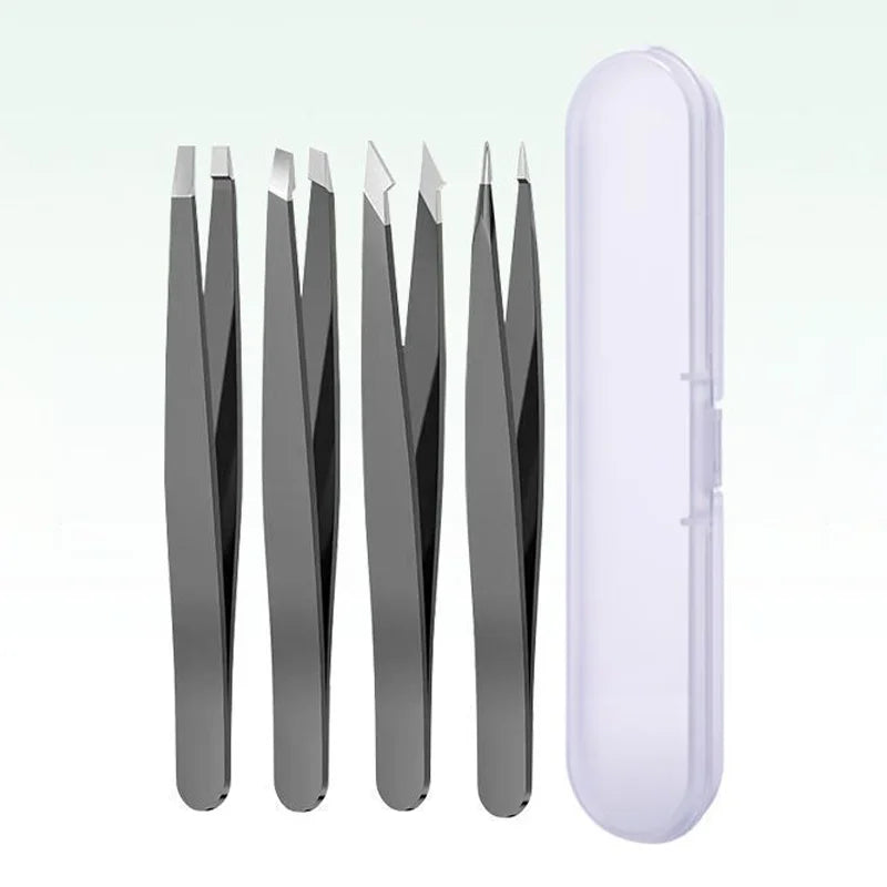 4pcs Professional Tweezers Set Stainless Steel Perfect for Grooming Eyebrow Hair Removal Splinter and Ingrown Hair Removal More