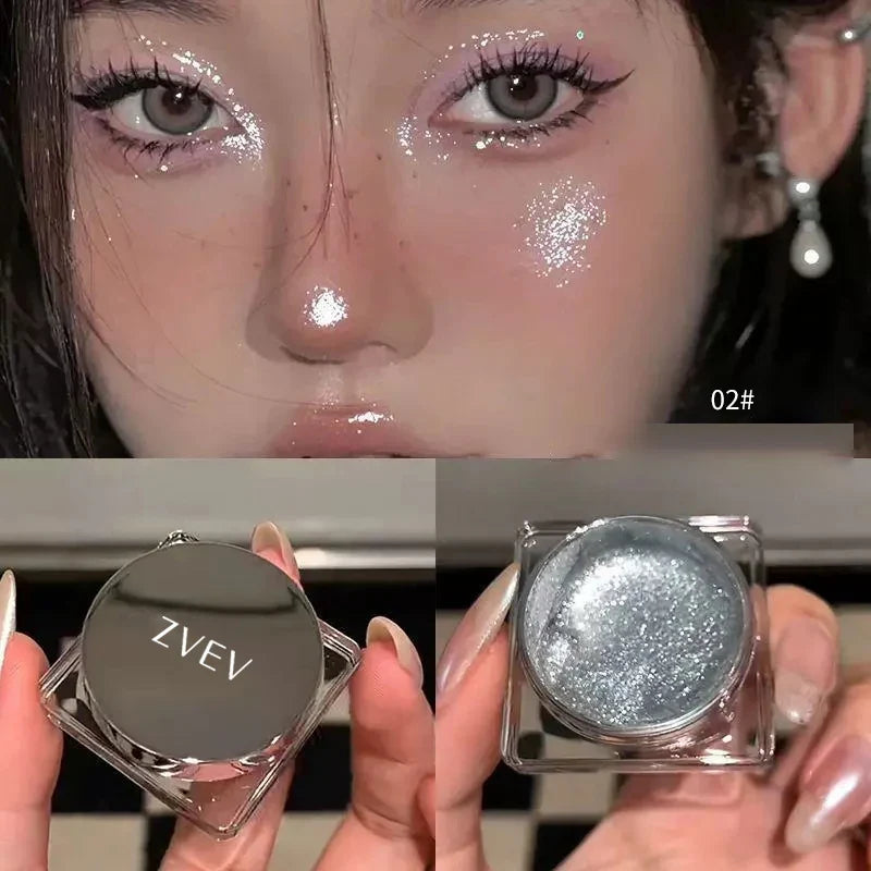 Glitter Punk Smoky Black Eyeshadow Gel Makeup Palette Metallic Dark Silver Wet Eyes Shadow Highlighter Pearl Pigments Cosmetics