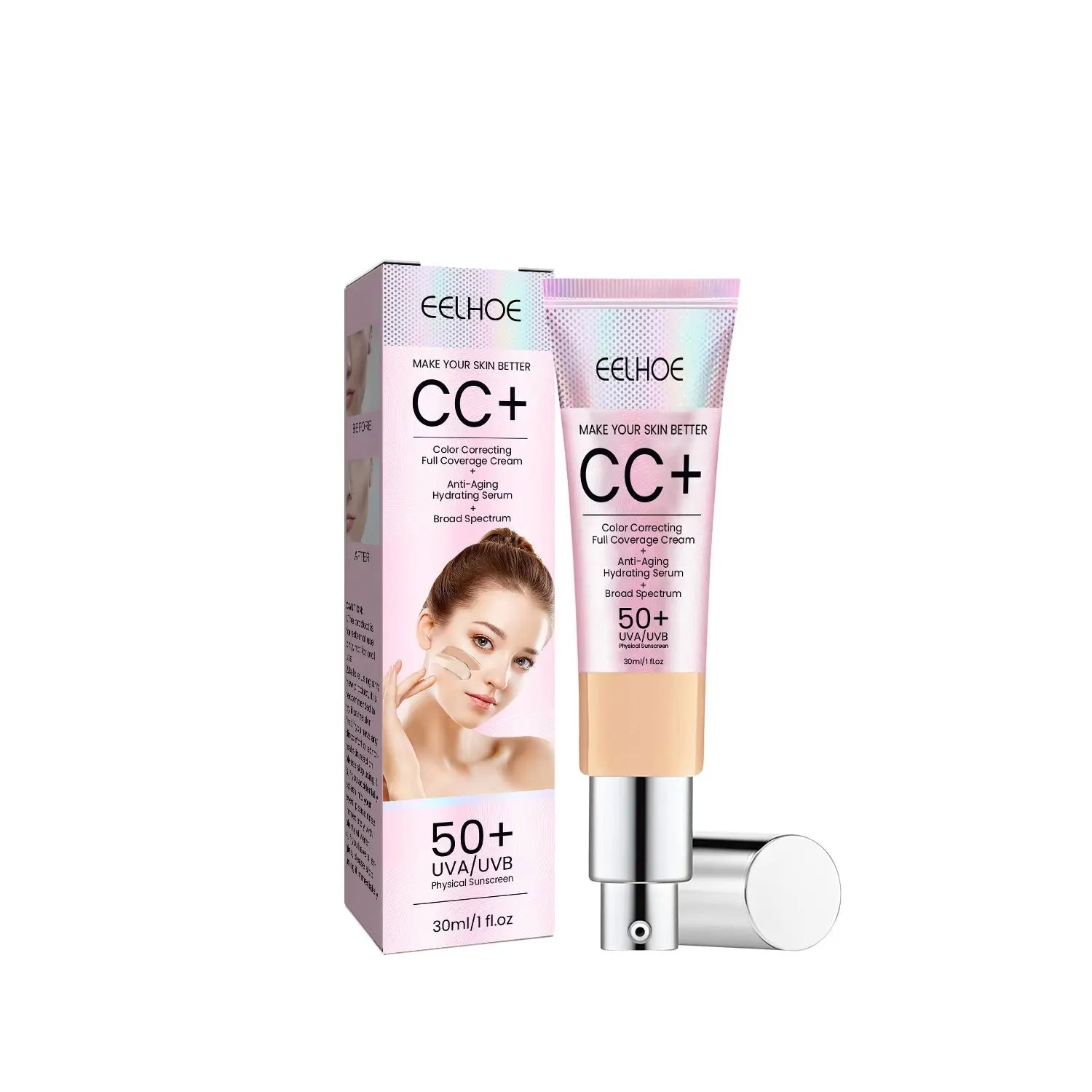 CC Cream Foundation Makeup Products Fullcover Color Correct Cream Hydrating Serum SPF50+ Sunscreen Whitening Cream Korean Makeup