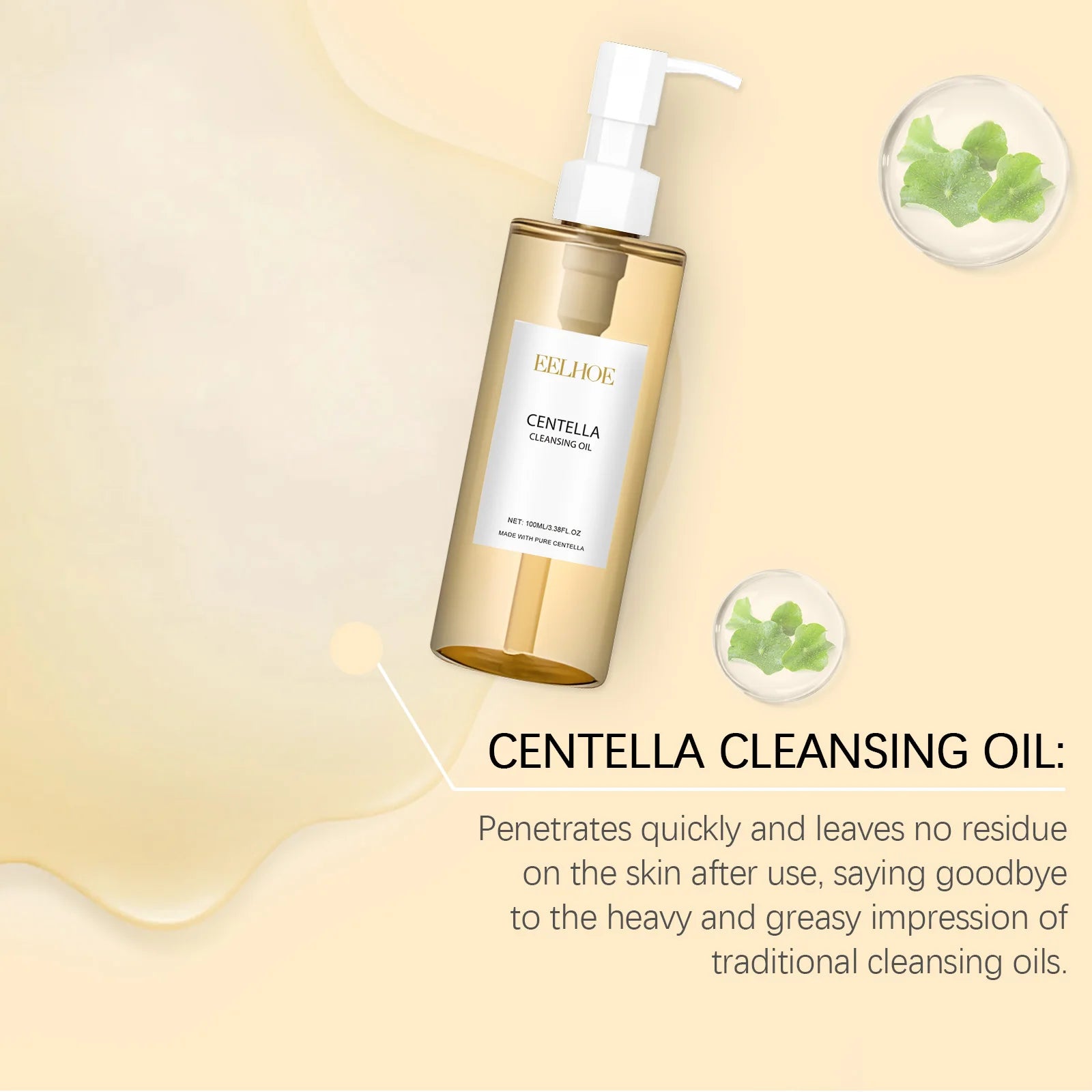 Cleansing Remover Oil Facial Makeup Remover Moisturizing Face Refresher Cleaning Centella Asiatica Extract Vitamin E Oil