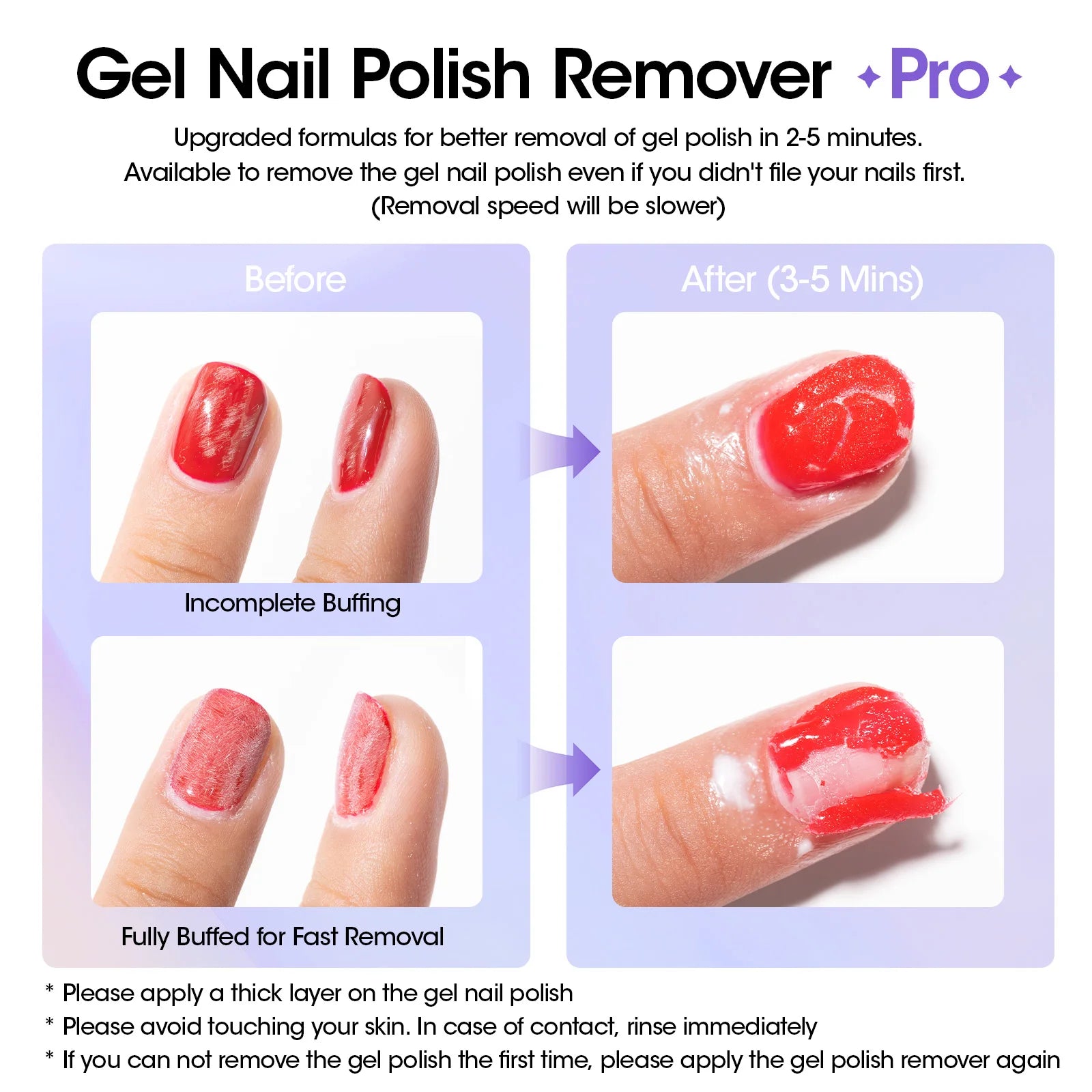 GELLEN Gel Nail Polish Remover 18ml 2pcs UV Gel Polish Remover Fast Gentle Remove No Foil No Soak Quick Easy Manicure Care