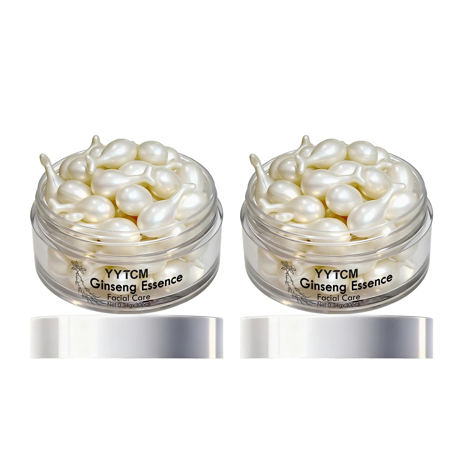 Ginseng Essence Capsules, Moisturizing and Firming Essence Serum, Contains Squalane, Niacinamide, Vitamin E, Retinol, Deep Hydration (0.34Gx30 Capsules)/Bottle-1 Bottle