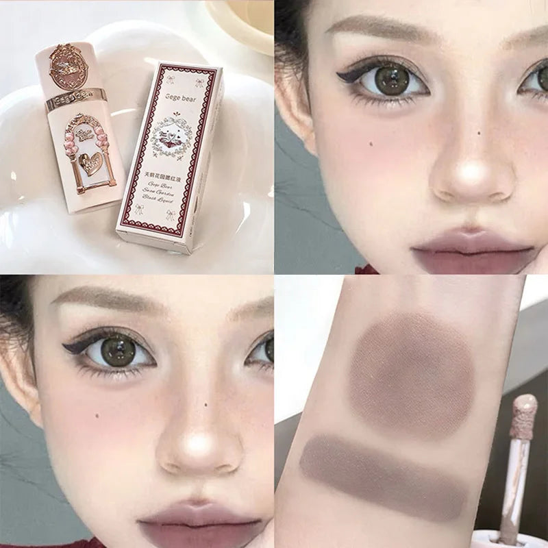 Gege Bear Strawberry Pink Liquid Blush Korean Makeup Matte Nude Apricot Tint Blusher Brighten Face Rubores Rouge Cute Makeup