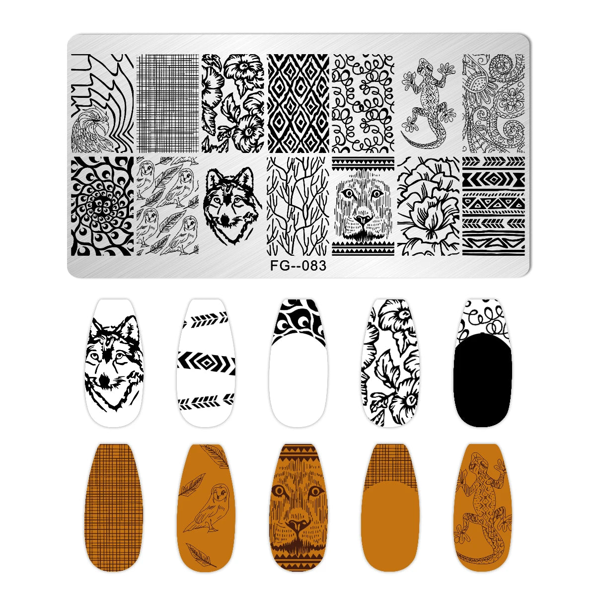 Cartoon Bear Nail Stamping Plates Fruit ice cream cake Floral Flower Leaf  Printing Stencil Nail Stamp Templates Nail Art Tools