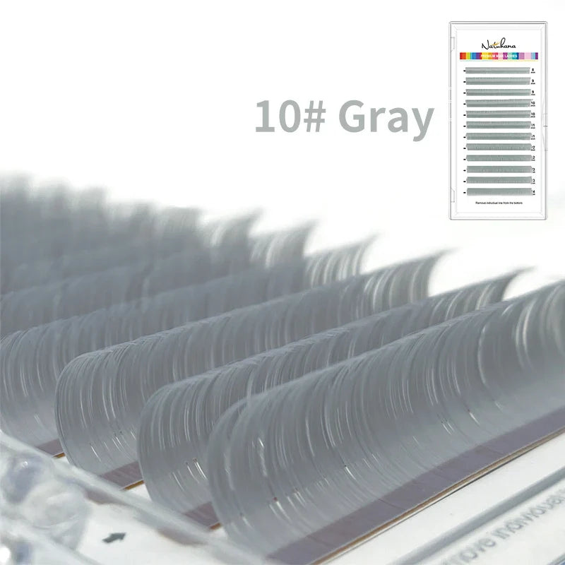 NATUHANA Dark Colored Eyelashes Extension Individual Natural False Mink Colorful Eyelash Grey Blue Color Lashes for Party Makeup