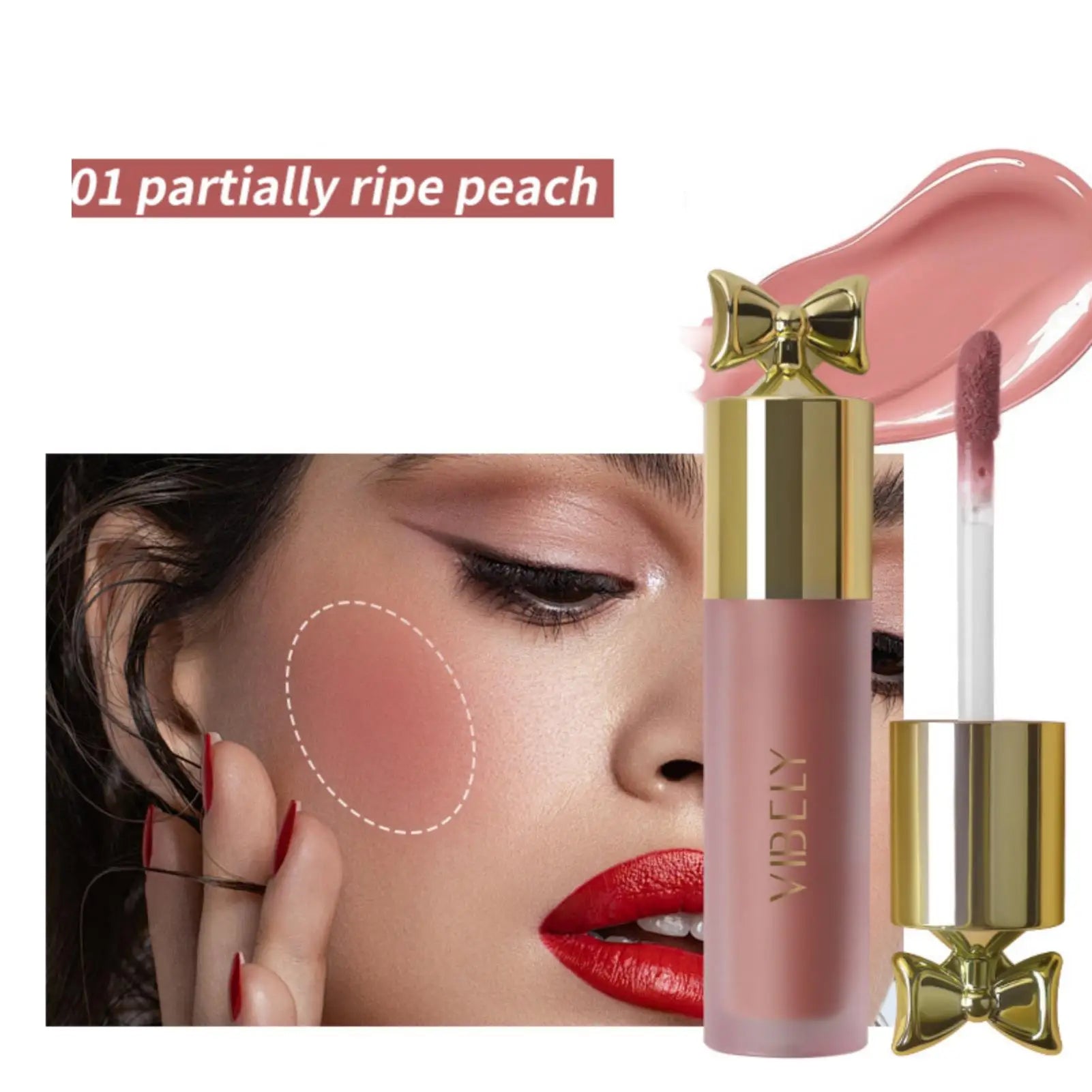 1PC Natural Gloss Liquid Blush – Waterproof, Lightweight, Improves Dull Skin, High Color Rendering, Ideal Holiday Gift Series