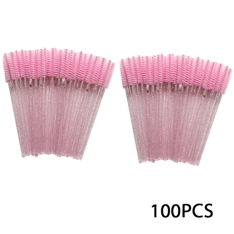 Wholesale 100PCS Mascara Spoolies Disposable Eyelash & Eyebrow Brushes for Salon, Extension & Makeup eyelash extension supplies