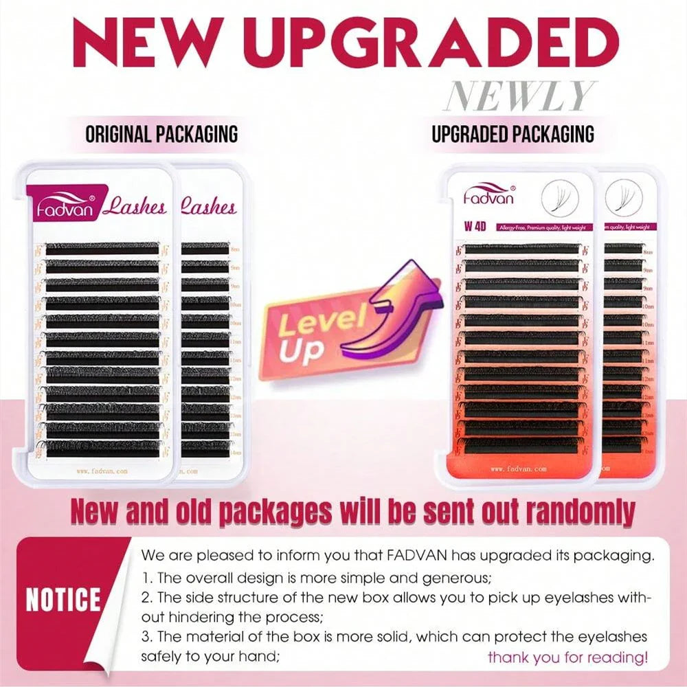 FADVAN 4D W Shaped C/D Curl Eyelash Extension Premade Volume Fans Soft Gradient Mink Easy Embellish Natural False Eyelashes