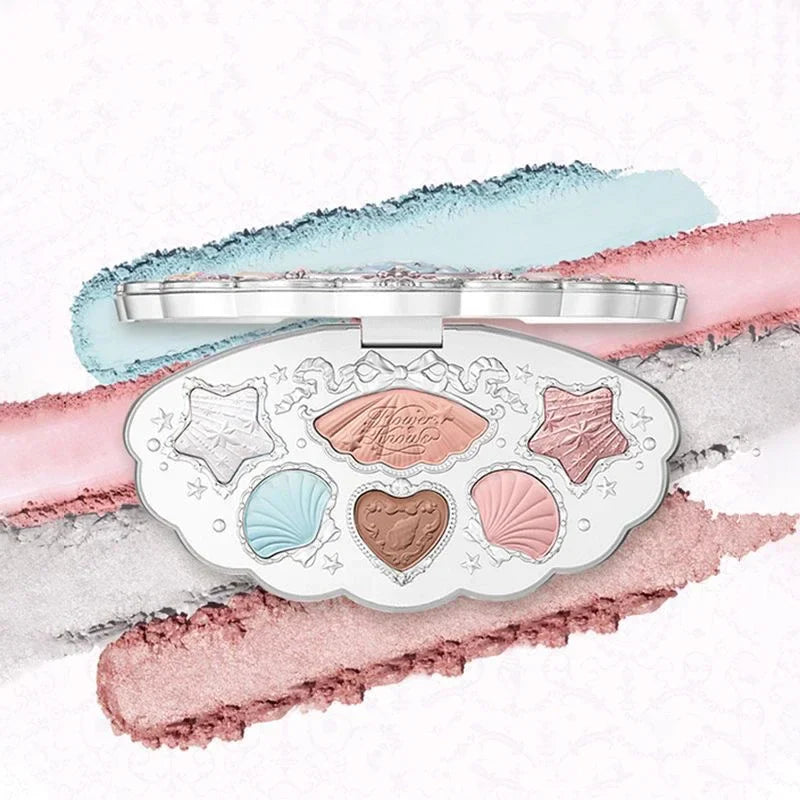 Flower Knows Shells Jewel Makeup Set for Women - Eyeshadow Blush Lip Glaze Full Kit - Gift Set