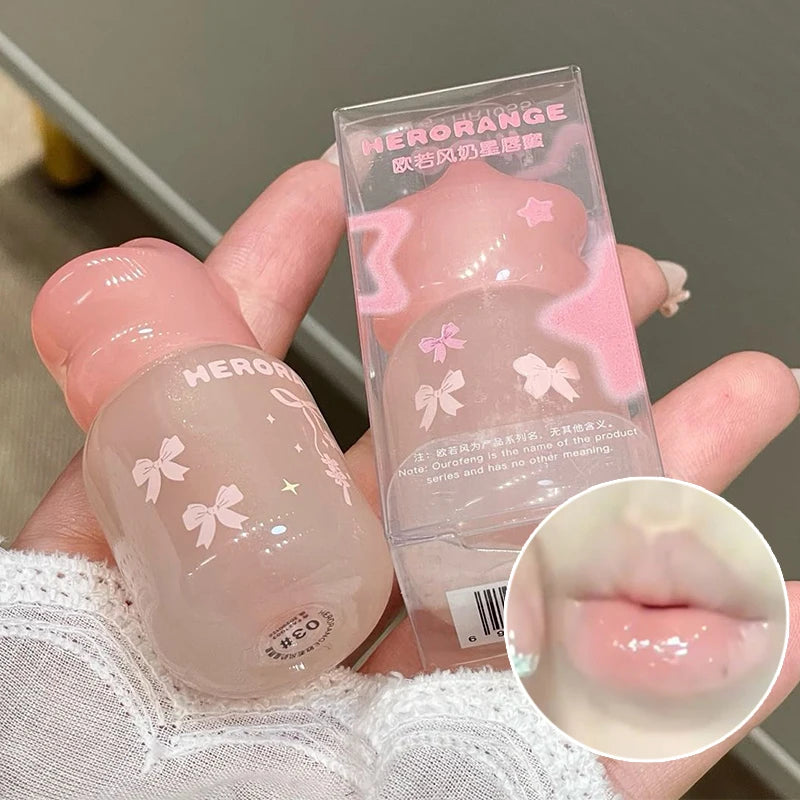 Peach Pink Moisturizer Lip Gloss Hydrating Transparent Fine Shimmer Lip Glaze Lasting Non-Stick Jelly Lip Plumping Korean Makeup
