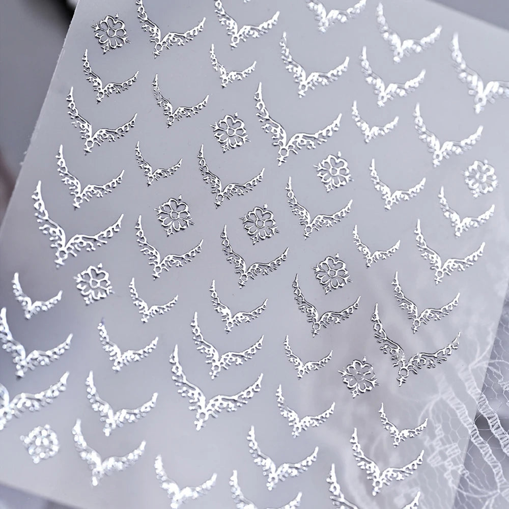 5D Embossed Emerald Gemstones Nail Art Stickers Luxury Golden Frame Baroque Flower Nail Decals Green Rhinestones Nail Supplies