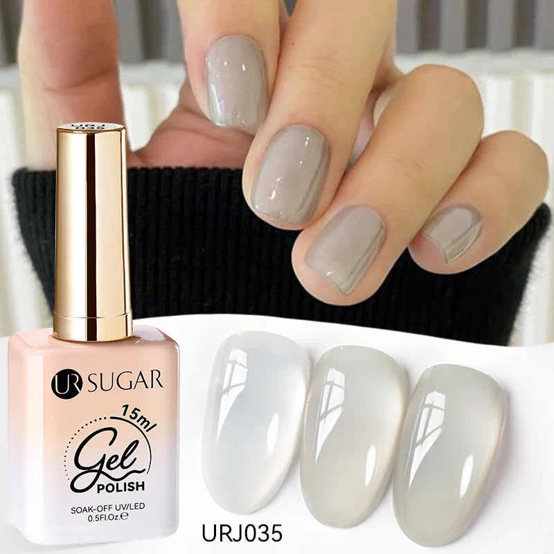 UR SUGAR 15ml Jelly Nude Gel Nail Polish Light Pink Translucent Color Soak Off UV LED Gel Varnish Nail Art DIY Fashion Manicure