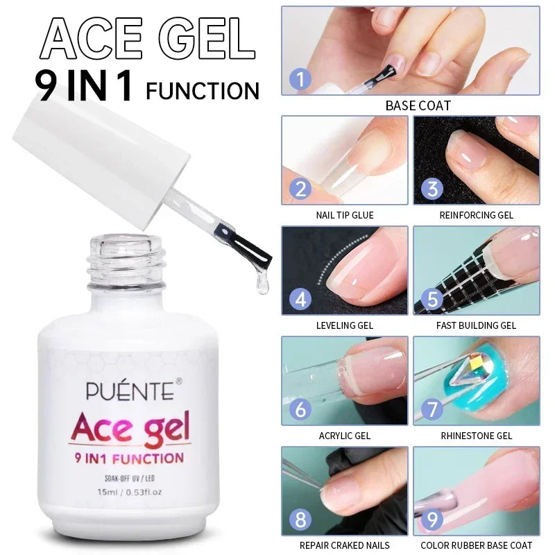 PUENTE 15ML Vitamin E Base Coat Gel Nail Polish For Soft Thin Breaking Nails Strengthen Soak Off UV Gel Varnish For Nail Care