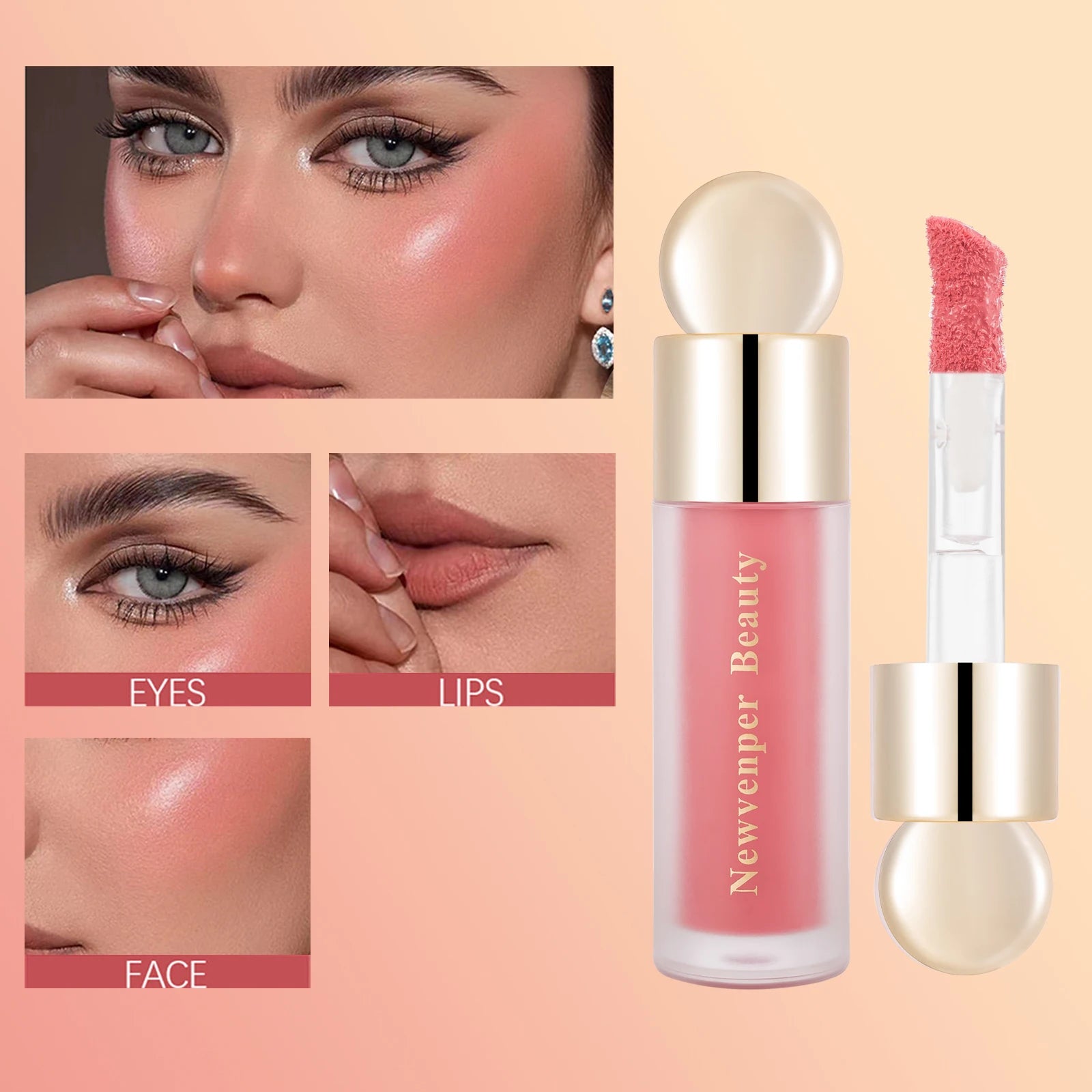Liquid Highlighter + Liquid Blush + Liquid Contour for Face & Body, High Glossy Finish, Natural Glow Liquid Luminizer Makeup