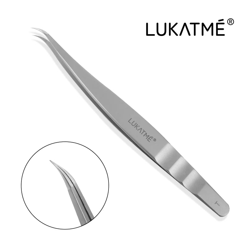 LUKATME Eyelash Tweezer Anti-Slip Fiber Tip Eyelash Extension Tools Stainless Steel Professional Precision Tweezer for Makeup