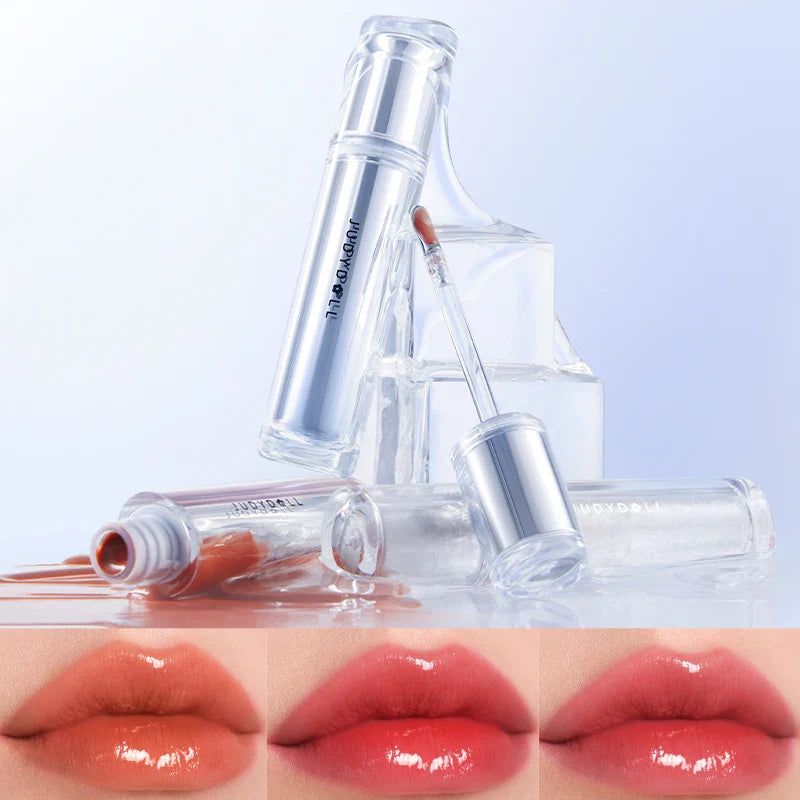 Judydoll Watery Lip Gloss-Hydrating Lip Essence Glossy Mirror Lip Gloss, Non-Stick Cup, Suitable for Self-Use, Gifting, Beginners