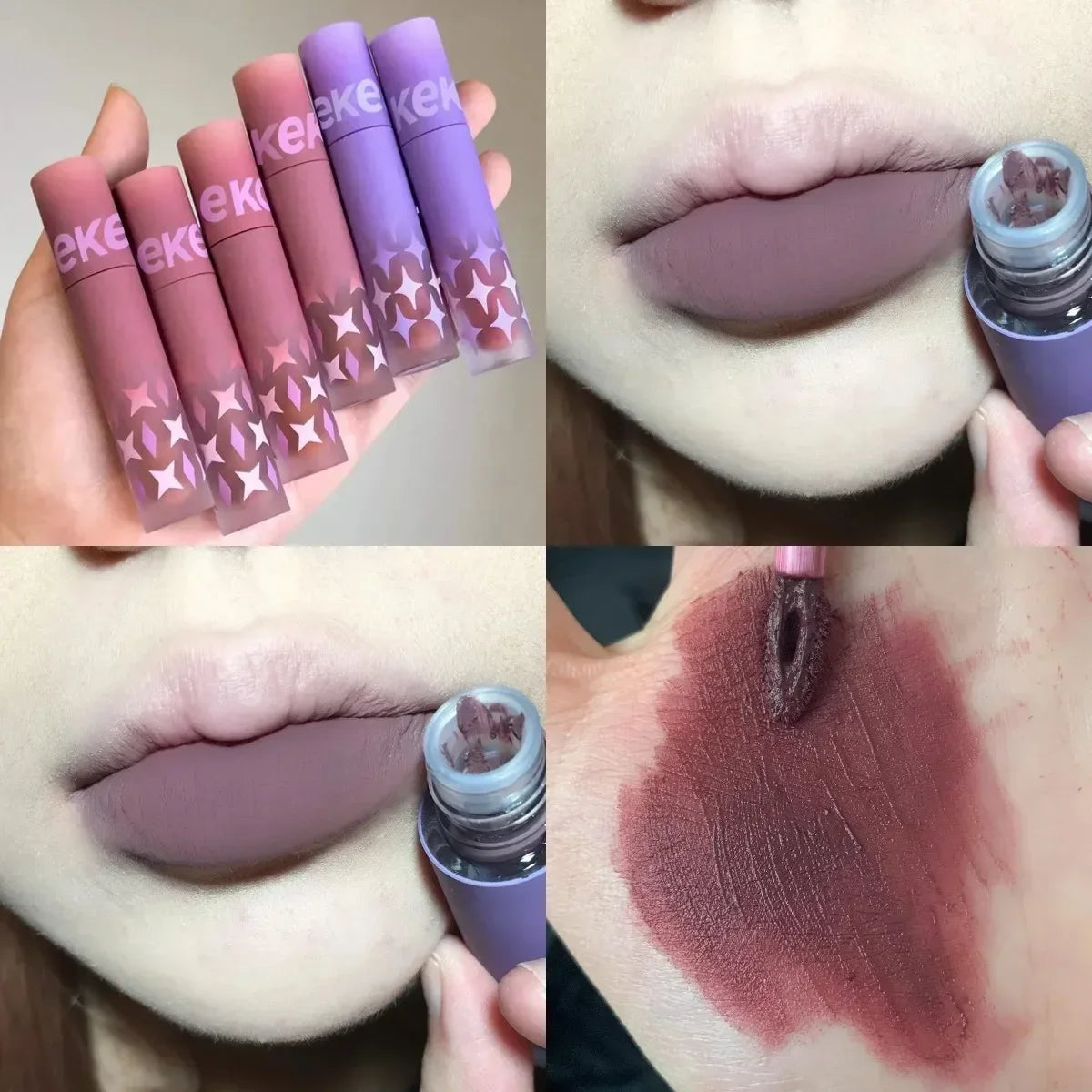 1pcs Punk Gothic Black Lipstick Matte Brown Lip Satin Red Lip Tint Waterproof Matte Liquid Liptsick Lip Gloss Korean Cosmetics