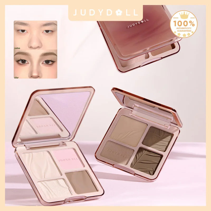 Judydoll Highlighter & Contour Palette, Matte & Shimmer, Sculpt & Define, Natural Finish, Nose & Jawline Contour, Beginner