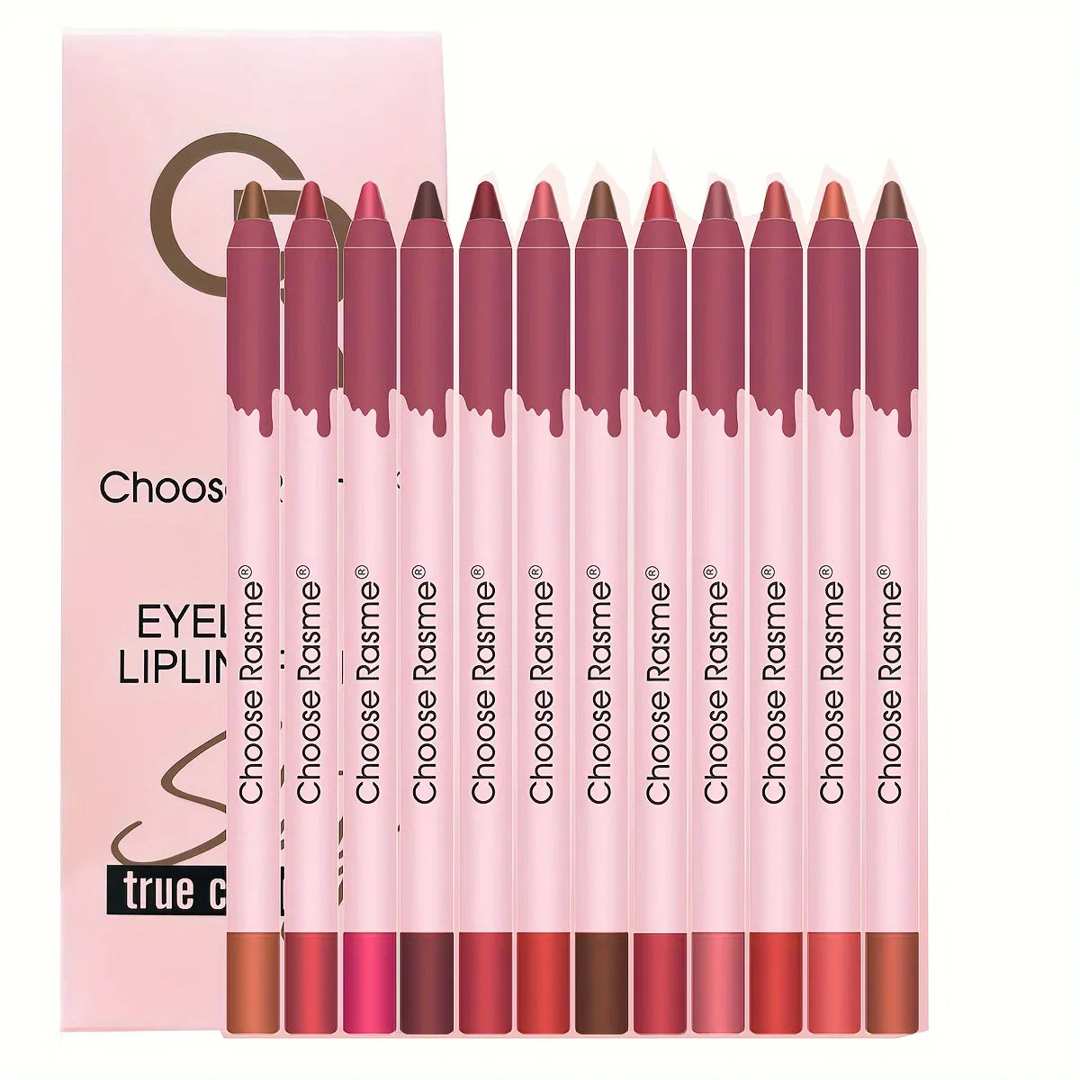 12-Color Matte Lip Liner Pencil Set – Waterproof, Long-Lasting Nude & Red Lip Contour Pencil, Rose Pink Lipstick Tint Makeup