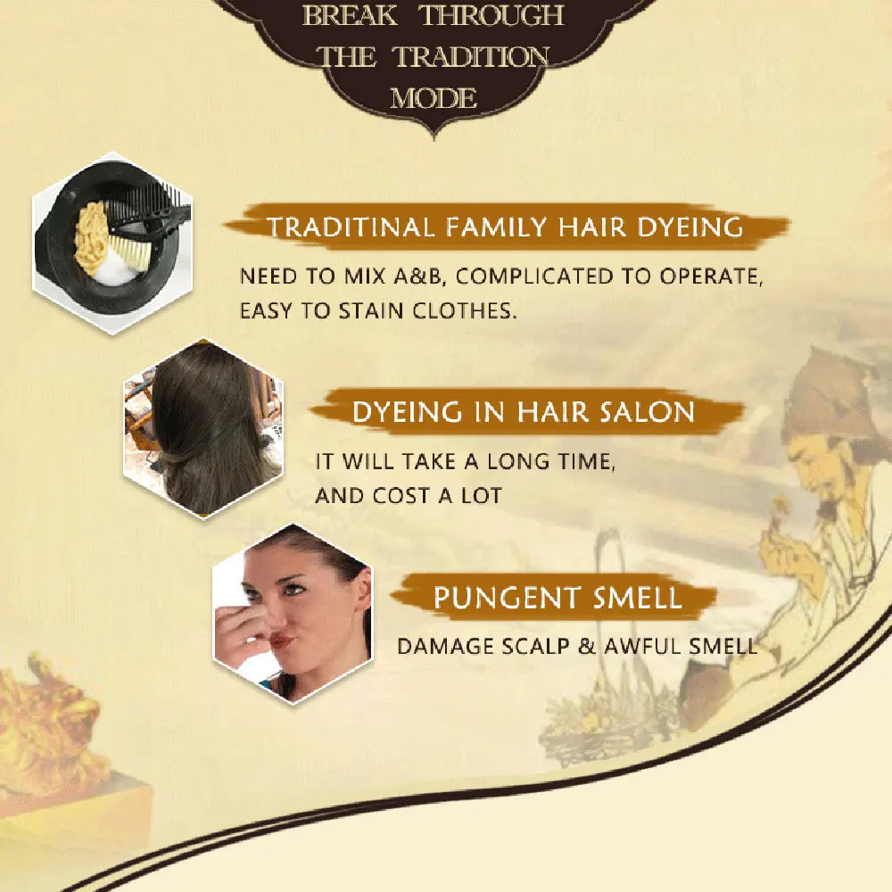 Long Lasting Hair Color Shampoo 3 in 1 Black Hair Dye Shampoo for Women&Men Natural Herbal Safety Cover White Gray Hair Cream