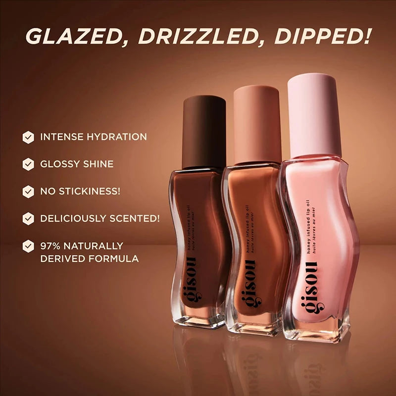 Gisou New Colors Full Range Of Long-lasting Moisturizing Raspberry Swirl Lip Oils Lip Gloss Care Lip Plumping Exfoliating Gloss