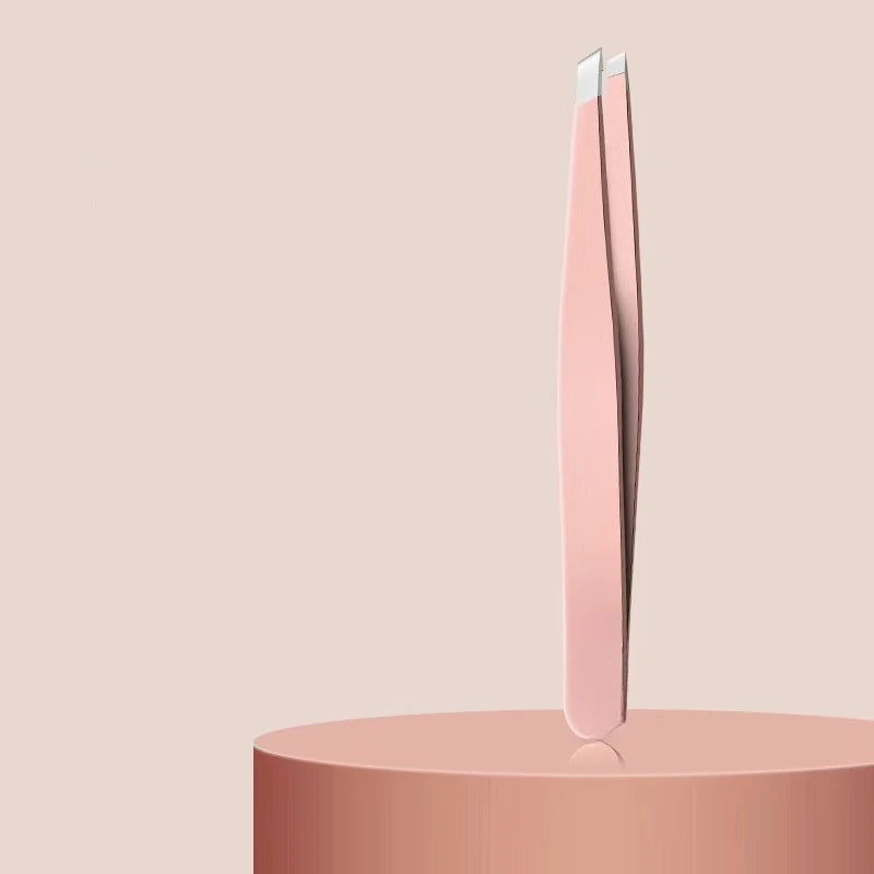 Stainless Steel Black Eyebrow Tweezer with Slant and Flat Point Beauty Tools for Eyelash Tweezer & Ingrown Hair Removal