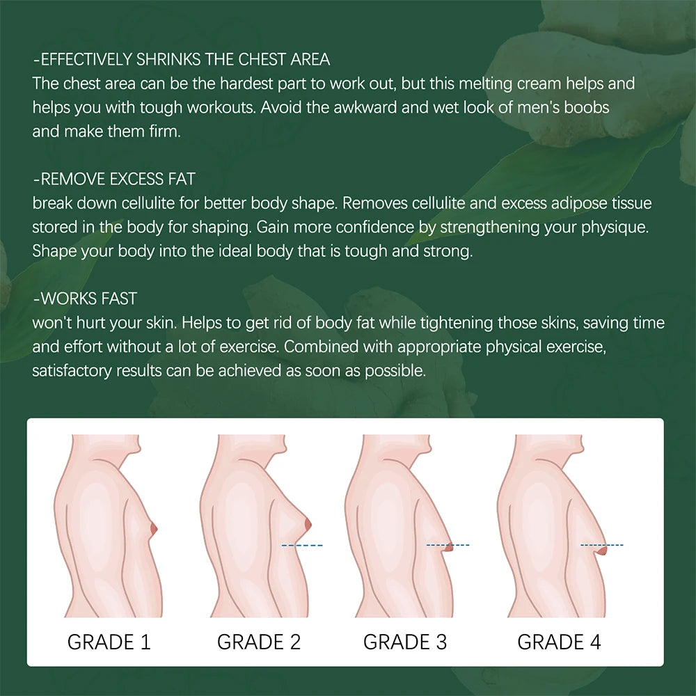 Gynecomastia Tightening Ginger Cream Weight Loss Cream Abdominal Muscle Fat Reduction Cream Fat Burning Cream For Men Women 30ml