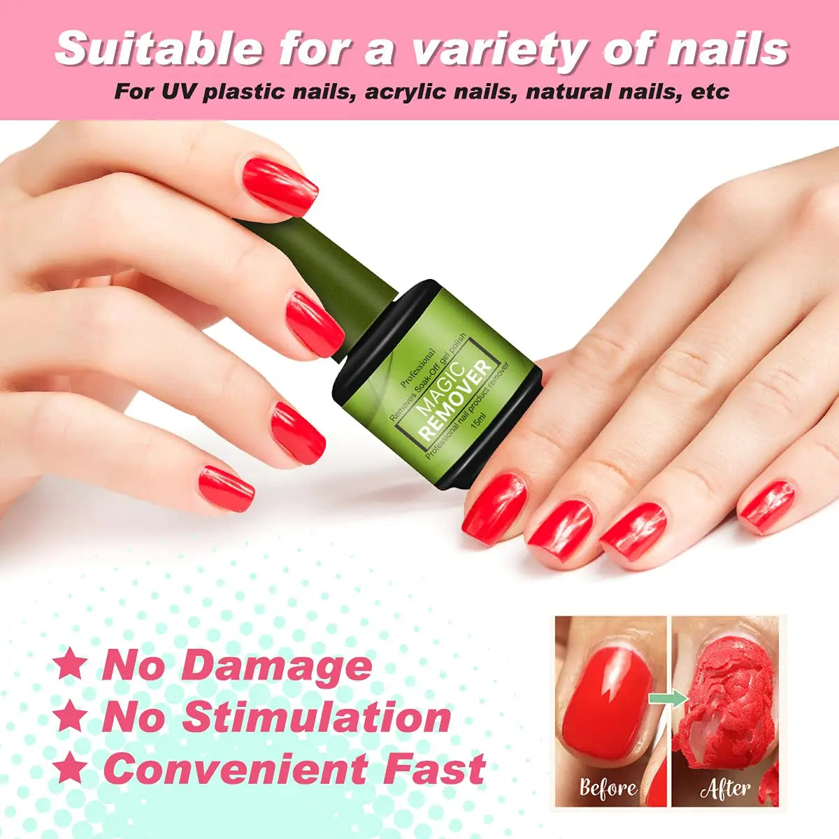 Magic Fast Nail Gel Polish Remover Clean UV Soak Off Semi Permanent Varnish Nail Art Removal Tools Manicure Cleaning Agent 15ml