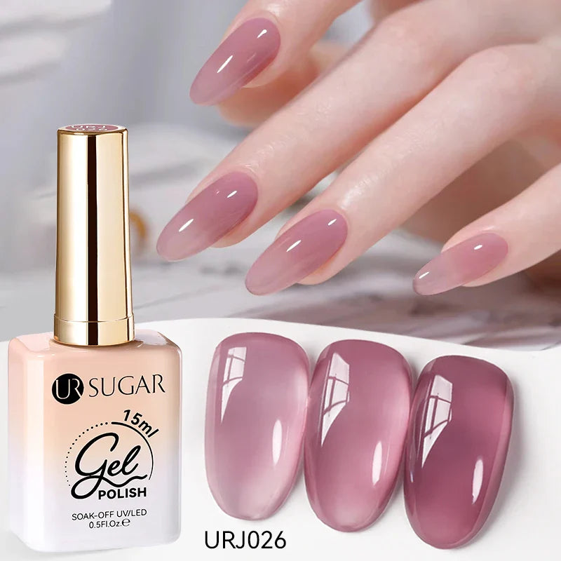 UR SUGAR 15ml Jelly Nude Gel Nail Polish Light Pink Translucent Color Soak Off UV LED Gel Varnish Nail Art DIY Fashion Manicure