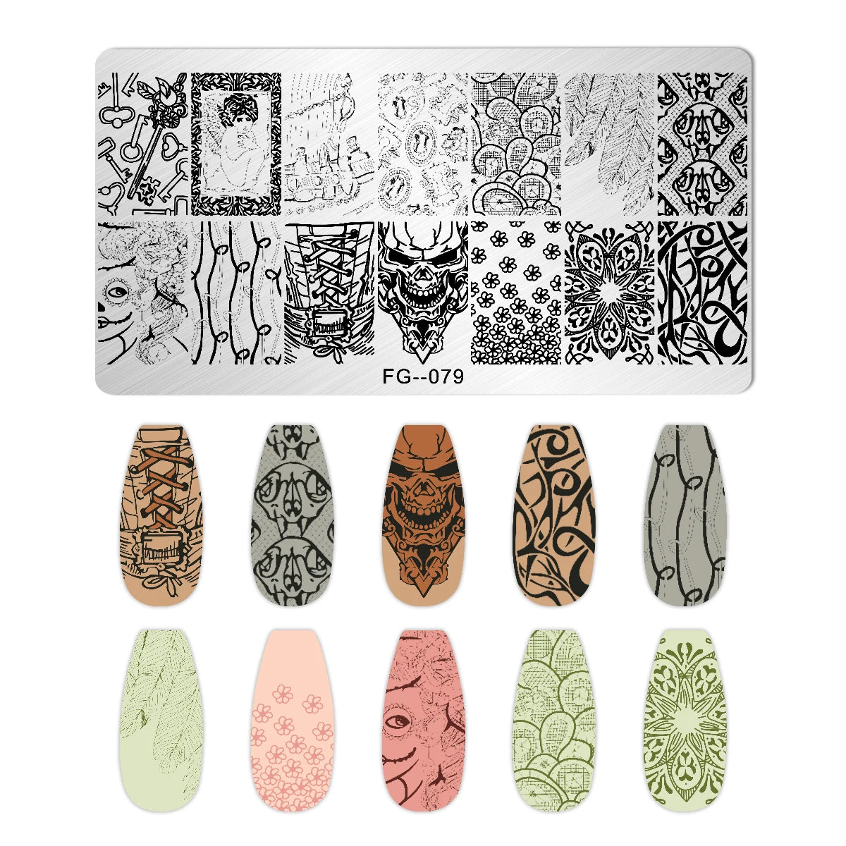 Cartoon Bear Nail Stamping Plates Fruit ice cream cake Floral Flower Leaf  Printing Stencil Nail Stamp Templates Nail Art Tools