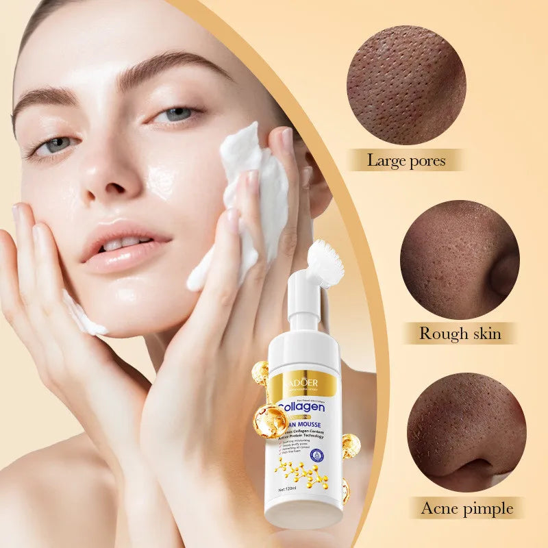 SADOER Collagen Facial Cleanser for Anti Wrinkle Deep Cleaning Mousse Nourishing Moisture Skin Care 120ml